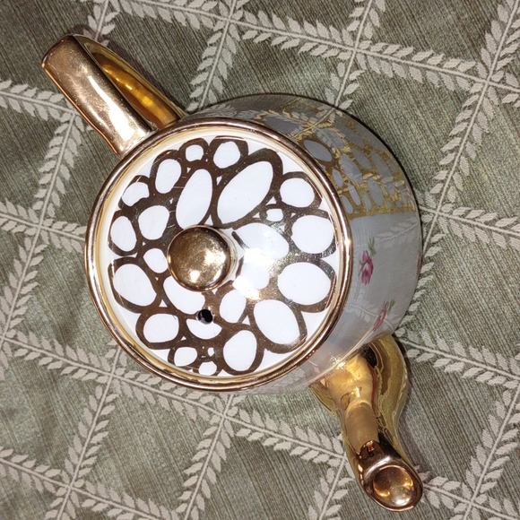 Vintage Sudlows Teapot Accented in Gold and Pink Rose Pattern - Picture 2 of 7